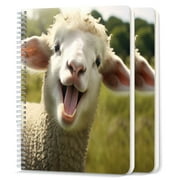 Spiral Notebook,College Ruled Journal,8.26" x 5.71" 50 Sheets/100 Pages,2 Pack - The Sheep Is Laughing With An Open Mouth