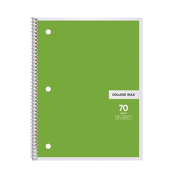 Spiral Notebooks, College Ruled Hardcover Notebooks, 3 Hole Punched Notebooks – For Home Office Planning Note-Taking, 70 Sheets, 1Pc, Assorted Colors, Thick Paper, Smooth Writing(Green)
