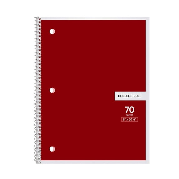Spiral Notebooks, College Ruled Hardcover Notebooks, 3 Hole Punched Notebooks – For Home Office Planning Note-Taking, 70 Sheets, 1Pc, Assorted Colors, Thick Paper, Smooth Writing(Red)