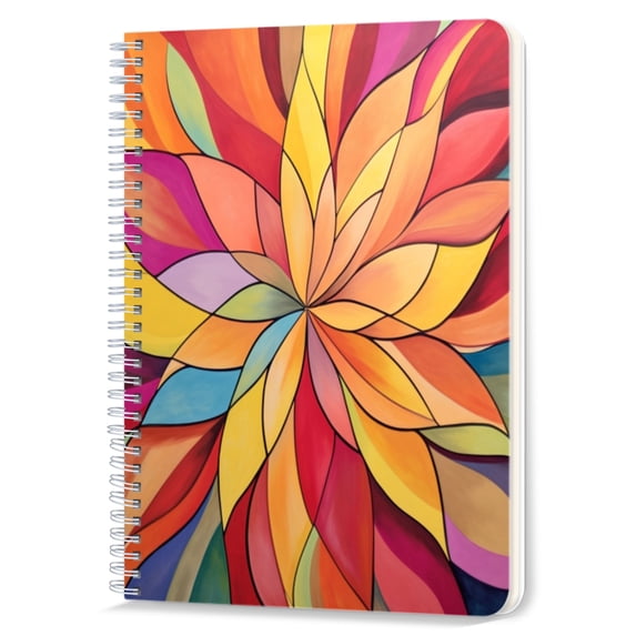 Spiral Notebook,Double-Wire Spiral College Lined Journal Notebook for Study and Notes,100 Pages,5.71x 8.26 in - Abstract Painting Resembling a Blooming Flower