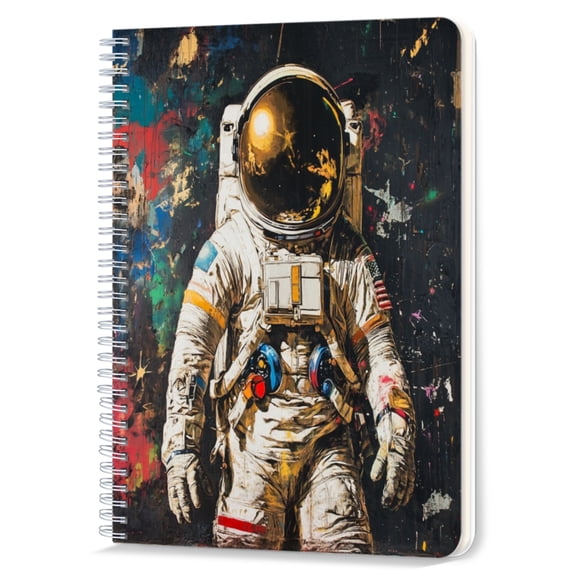 Spiral Notebook,Double-Wire Spiral College Lined Journal Notebook for Study and Notes,100 Pages,5.71x 8.26 in - The Allure of Astronaut in a Multicolored Space
