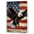 thumbnail image 1 of Spiral Notebook,Double-Wire Spiral College Lined Journal Notebook for Study and Notes,100 Pages,5.71x 8.26 in - Bald Eagle Spreading Wings Over the American Flag, 1 of 7