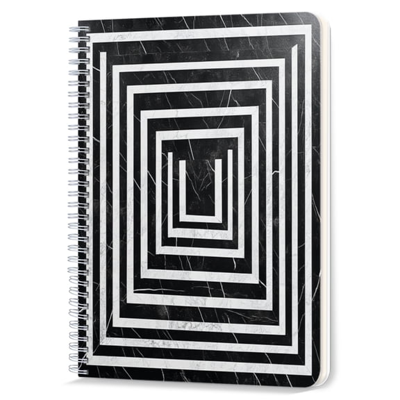 Spiral Notebook,Double-Wire Spiral College Lined Journal Notebook for Study and Notes,100 Pages,5.71x 8.26 in - Black and White Square Design with a Twist