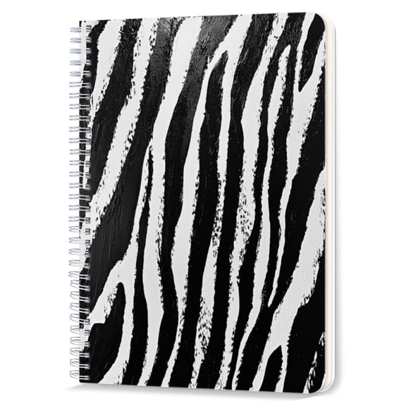 Spiral Notebook,Double-Wire Spiral College Lined Journal Notebook for Study and Notes,100 Pages,5.71x 8.26 in - Black - and - white Zebra Stripe Pattern