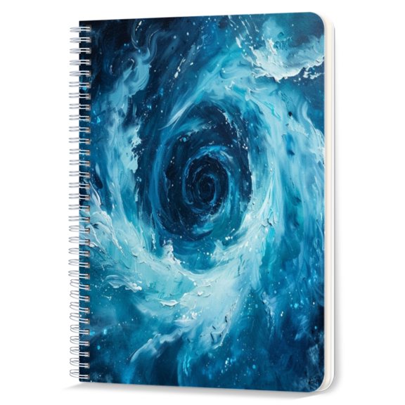 Spiral Notebook,Double-Wire Spiral College Lined Journal Notebook for Study and Notes,100 Pages,5.71x 8.26 in - Blue - toned Abstract Painting of a Vortex