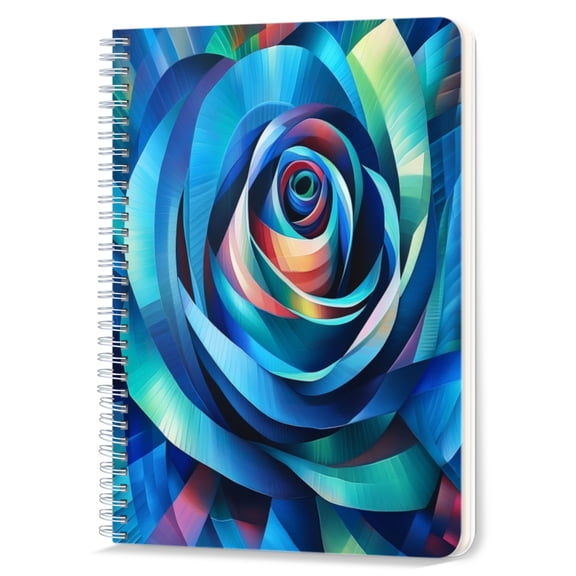Spiral Notebook,Double-Wire Spiral College Lined Journal Notebook for Study and Notes,100 Pages,5.71x 8.26 in - Blue - toned Abstract Rose - like Spiral