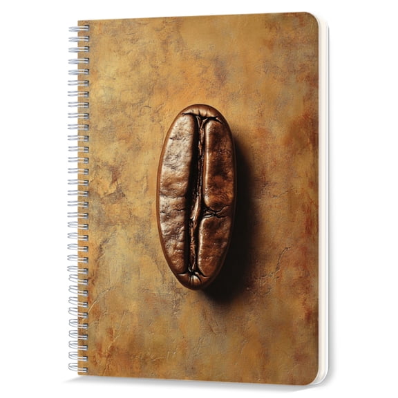 Spiral Notebook,Double-Wire Spiral College Lined Journal Notebook for Study and Notes,100 Pages,5.71x 8.26 in - Coffee Bean on a Textured Brown Background