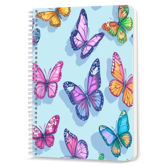 Spiral Notebook,Double-Wire Spiral College Lined Journal Notebook for Study and Notes,100 Pages,5.71x 8.26 in - Colorful Array of Butterflies in Flight