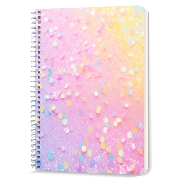 Spiral Notebook,Double-Wire Spiral College Lined Journal Notebook for Study and Notes,100 Pages,5.71x 8.26 in - Colorful Sequin Background with Gradient Effect