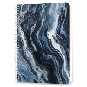 Spiral Notebook,Double-Wire Spiral College Lined Journal Notebook for Study and Notes,100 Pages,5.71x 8.26 in - Dark - toned Marble Texture with Wavy Patterns