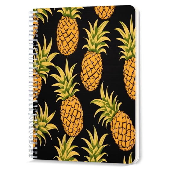 Spiral Notebook,Double-Wire Spiral College Lined Journal Notebook for Study and Notes,100 Pages,5.71x 8.26 in - Simple Pineapple Repeat Pattern