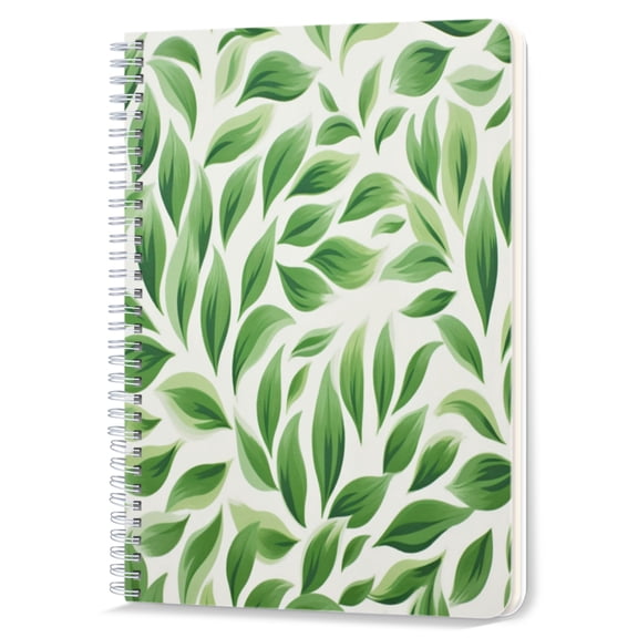 Spiral Notebook,Double-Wire Spiral College Lined Journal Notebook for Study and Notes,100 Pages,5.71x 8.26 in - The Fresh Allure of a Nature - inspired Leaf Design