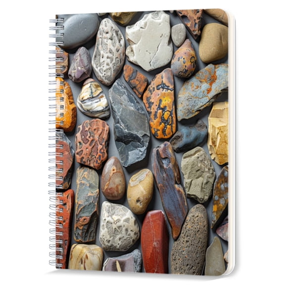 Spiral Notebook,Double-Wire Spiral College Lined Journal Notebook for Study and Notes,100 Pages,5.71x 8.26 in - Collection of Diverse Natural Stones