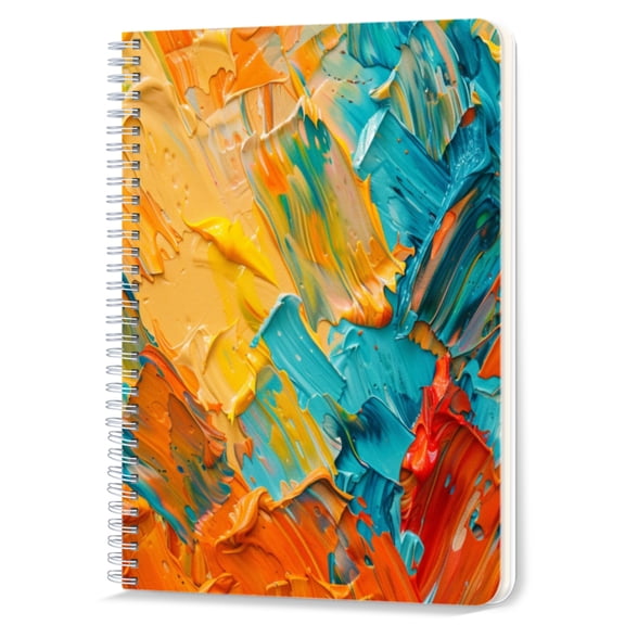 Spiral Notebook,Double-Wire Spiral College Lined Journal Notebook for Study and Notes,100 Pages,5.71x 8.26 in - Intense Color Combinations in Thick Paint