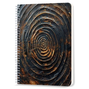 Spiral Notebook,Double-Wire Spiral College Lined Journal Notebook for Study and Notes,100 Pages,5.71x 8.26 in - Intricate Spiral Texture in Dark and Gold Tones