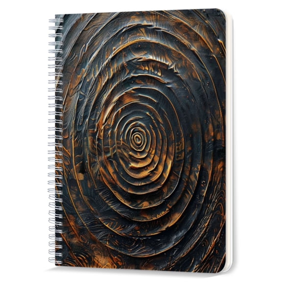 Spiral Notebook,Double-Wire Spiral College Lined Journal Notebook for Study and Notes,100 Pages,5.71x 8.26 in - Intricate Spiral Texture in Dark and Gold Tones