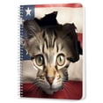 thumbnail image 1 of Spiral Notebook,Double-Wire Spiral College Lined Journal Notebook for Study and Notes,100 Pages,5.71x 8.26 in - Kitten Peeking through a Hole in the American Flag, 1 of 7