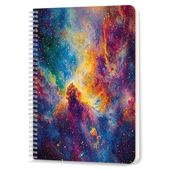 Spiral Notebook,Double-Wire Spiral College Lined Journal Notebook for Study and Notes,100 Pages,5.71x 8.26 in - The Mysterious Allure of a Star - filled Nebula