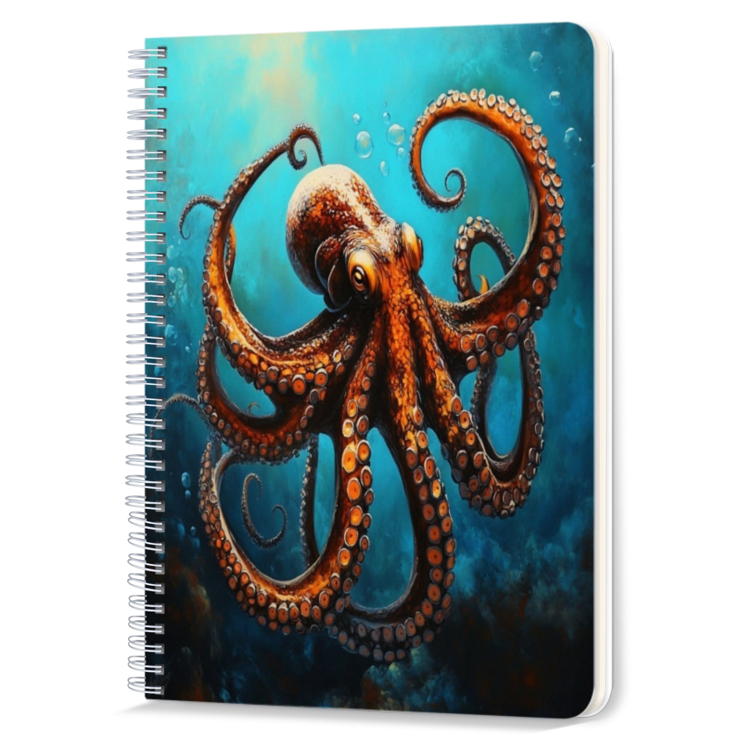 Octopus Notebook Spiral Notebook,Double-Wire Spiral College Lined Journal Notebook for ...