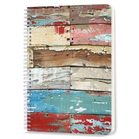 Spiral Notebook,Double-Wire Spiral College Lined Journal Notebook for Study and Notes,100 Pages,5.71x 8.26 in - Reclaimed Wood Plank Texture with Peeling Paint