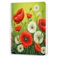 thumbnail image 1 of Spiral Notebook,Double-Wire Spiral College Lined Journal Notebook for Study and Notes,100 Pages,5.71x 8.26 in - Red and White Poppies in Lush Green Field, 1 of 7