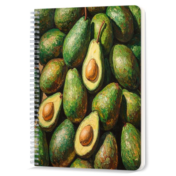 Spiral Notebook,Double-Wire Spiral College Lined Journal Notebook for Study and Notes,100 Pages,5.71x 8.26 in - The Rich Allure of a Stacked Avocado Display