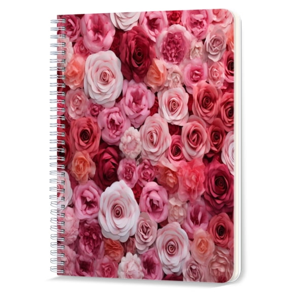 Spiral Notebook,Double-Wire Spiral College Lined Journal Notebook for Study and Notes,100 Pages,5.71x 8.26 in - The Romantic Allure of a Pink - toned Flower Arrangement