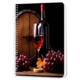 thumbnail image 1 of Spiral Notebook,Double-Wire Spiral College Lined Journal Notebook for Study and Notes,100 Pages,5.71x 8.26 in - Still - life Photography of Red Wine, Glass, Barrel and Grapes, 1 of 7