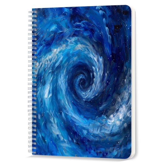 Spiral Notebook,Double-Wire Spiral College Lined Journal Notebook for Study and Notes,100 Pages,5.71x 8.26 in - A Striking Oil Painting of a Blue - hued Whirlpool