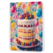 Spiral Notebook,Double-Wire Spiral College Lined Journal Notebook for Study and Notes,100 Pages,5.71x 8.26 in - Stunning Colorful Cake with Lit Candles
