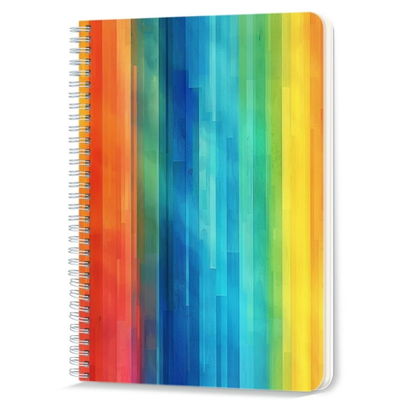 Spiral Notebook,Double-Wire Spiral College Lined Journal Notebook for Study and Notes,100 Pages,5.71x 8.26 in - Vibrant Vertical Color Stripes in Gradient