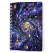 Spiral Notebook,Double-Wire Spiral College Lined Journal Notebook for Study and Notes,100 Pages,5.71x 8.26 in - Watercolor Painting of a Cosmic Galaxy
