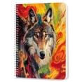 thumbnail image 1 of Spiral Notebook,Double-Wire Spiral College Lined Journal Notebook for Study and Notes,100 Pages,5.71x 8.26 in - Wolf with a Colorful Abstract Background, 1 of 7