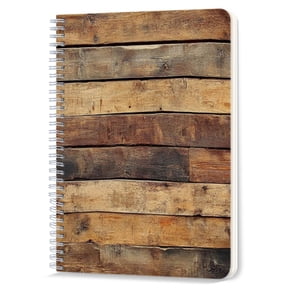 Spiral Notebook,Double-Wire Spiral College Lined Journal Notebook for Study and Notes,100 Pages,5.71x 8.26 in - Aged Wood Plank Texture