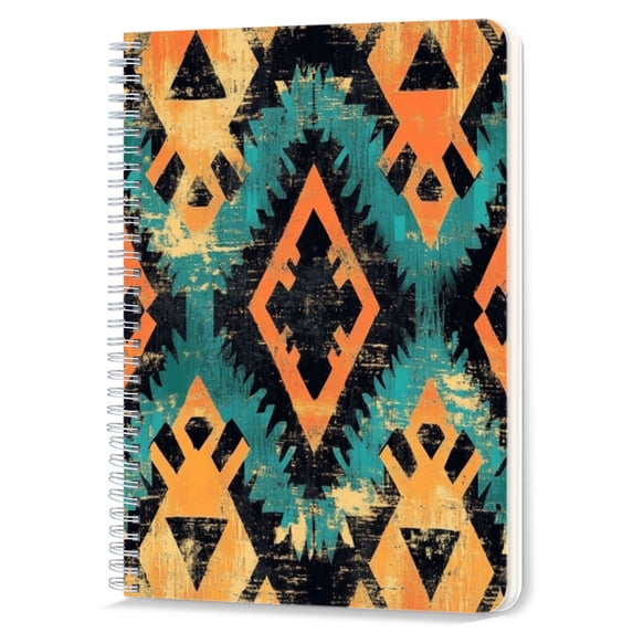 Spiral Notebook,Double-Wire Spiral College Lined Journal Notebook for Study and Notes,100 Pages,5.71x 8.26 in - Boldness of Angular Geometric Shapes
