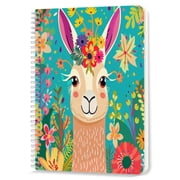 Spiral Notebook,Double-Wire Spiral College Lined Journal Notebook for Study and Notes,100 Pages,5.71x 8.26 in - Llama with a Floral Crown