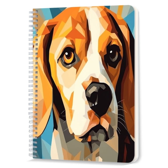 Spiral Notebook,Double-Wire Spiral College Lined Journal Notebook for Study and Notes,100 Pages,5.71x 8.26 in - Low - poly Style Portrait of a Beagle