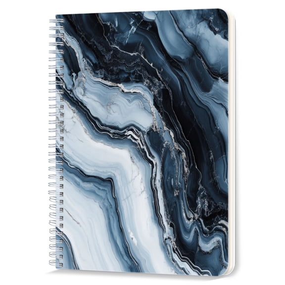 Spiral Notebook,Double-Wire Spiral College Lined Journal Notebook for Study and Notes,100 Pages,5.71x 8.26 in - Marble Pattern in Deep Blue and White