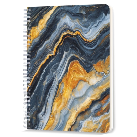 Spiral Notebook,Double-Wire Spiral College Lined Journal Notebook for Study and Notes,100 Pages,5.71x 8.26 in - Marble Pattern with Flowing Textures