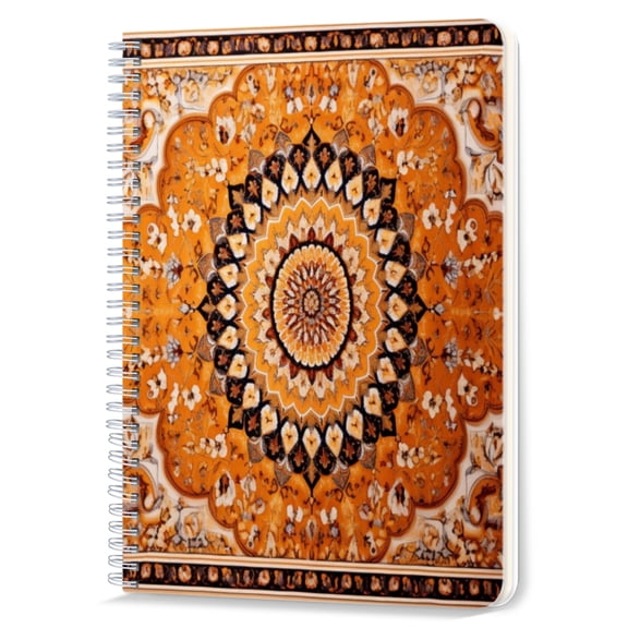 Spiral Notebook,Double-Wire Spiral College Lined Journal Notebook for Study and Notes,100 Pages,5.71x 8.26 in - Ornate Carpet Pattern in Orange
