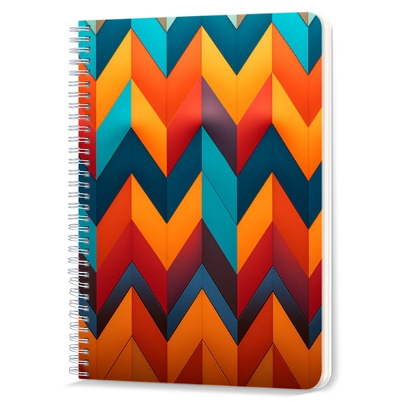 Spiral Notebook,Double-Wire Spiral College Lined Journal Notebook for Study and Notes,100 Pages,5.71x 8.26 in - Textured Chevron pattern Art