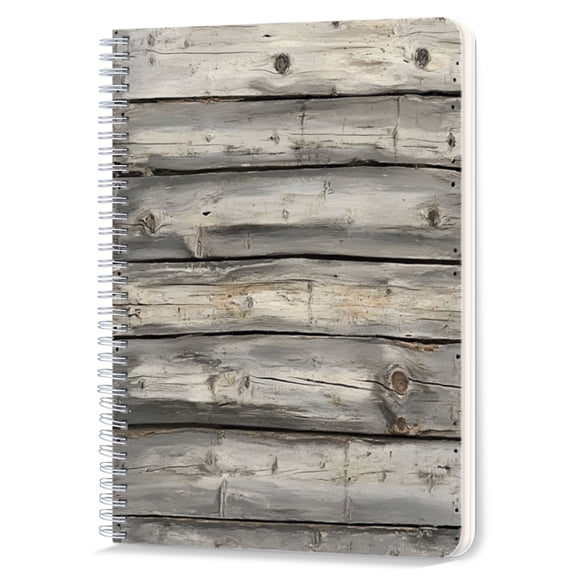 Spiral Notebook,Double-Wire Spiral College Lined Journal Notebook for Study and Notes,100 Pages,5.71x 8.26 in - Weathered Wooden Plank Image