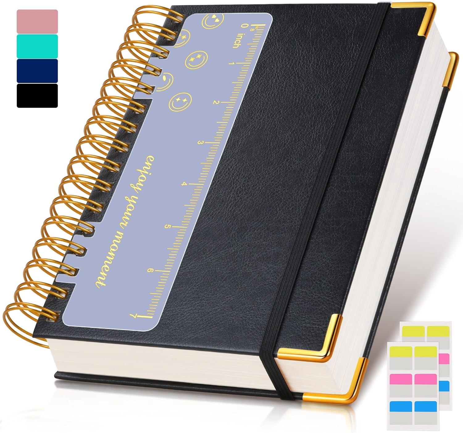 Spiral Notebook Journal 5.75” x 8.38”, 300 Pages Hardcover Leather Lined Journals for Women Men, A5 Small College Ruled Notebooks with 100 GSM Thick Paper, Spiral Journal for Writing Work School,