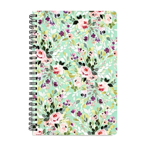 Spiral Notebook Journal, Wirebound Ruled Sketch Book Notepad Diary Memo Planner, Small Writing Journals College Ruled Hardcover Floral Notebook