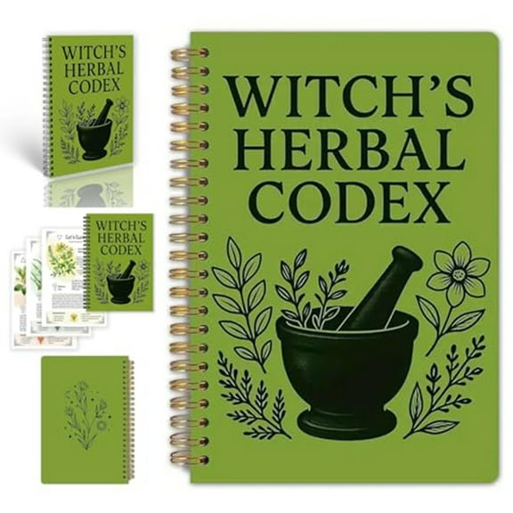 Spiral Notebook Journal, Witch's Herbal Codex Notebook - Old Spiral Binding, Plant-Themed Journal - For Witches, Herbalists, Plant Enthusiasts, Journal Keepers, Everyday Use