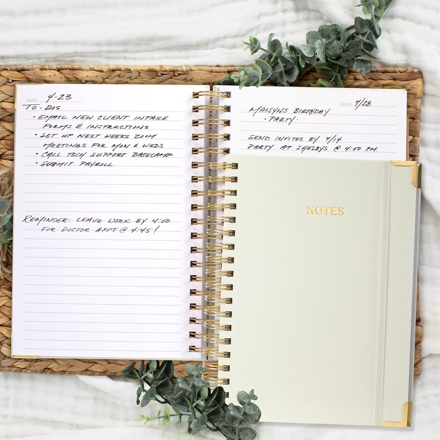 Spiral Notebook Journal For Women in B5 Format - Modern Linen Hardcover College Ruled Note Book With 160 Lined Pages - Aesthetic Spiral Journaling Notebooks for Work, Perfect for Writing