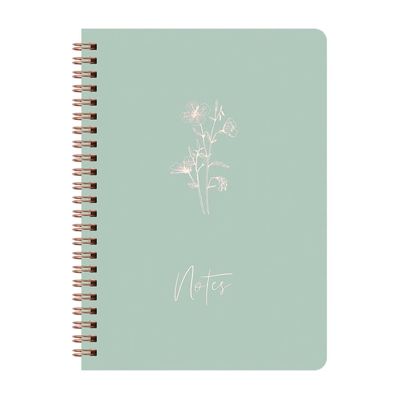 Spiral Notebook, Minimalist Rose Gold Foil Floral Journal, Lined Paper Notebook, Premium Thick Paper Writing Notebook for Work, Office, Daily Planning & Journaling