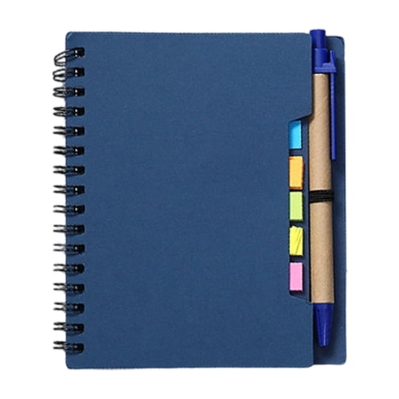 Spiral Notebook and Pen Set,Lined Small Notebook with Pen and Colored Index Tabs Flags,Lined Mini Notepad Spiral Journal with Elastic Pen Holder,Mini Spiral Journal for Office,Business,Blue