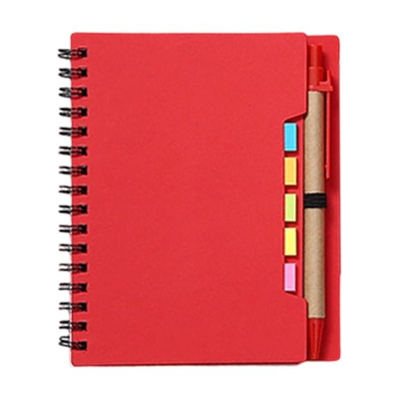 Spiral Notebook and Pen Set,Lined Small Notebook with Pen and Colored Index Tabs Flags,Lined Mini Notepad Spiral Journal with Elastic Pen Holder,Mini Spiral Journal for Office,Business,Red