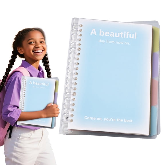 Spiral Notebook Plastic Cover Journal for Office Home Notes Writing Notepad with Dividers,A,1PC